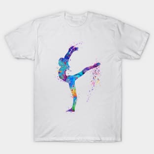 Girl Gymnastics Watercolor Silhouette T-Shirt